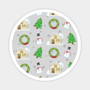 Christmas Pattern - Grey Background Magnet